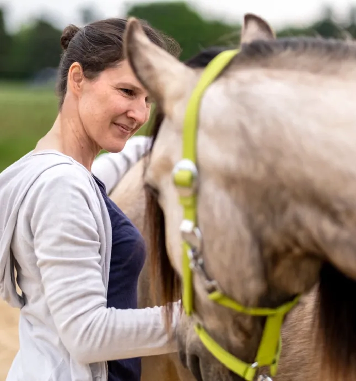 Britta Gossow mit Pferd von Visionäre Pferdeosteopathie